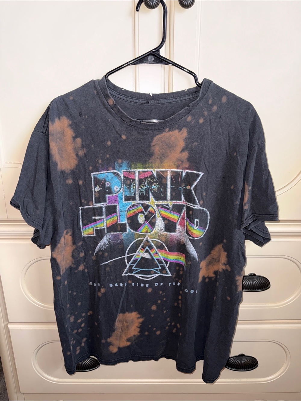 Pink Floyd Rainbow Logo Bleached Black Tee